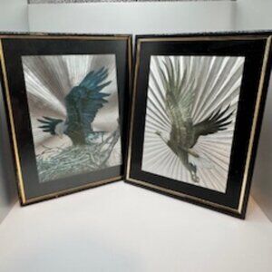 Eagle Sunburst Reflective Wall Pictures - Set of 2